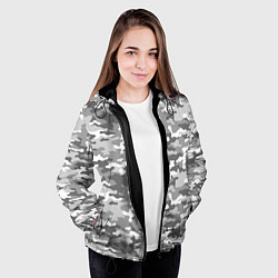 Куртка с капюшоном женская Серый Военный Камуфляж, цвет: 3D-черный — фото 2