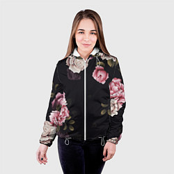 Куртка с капюшоном женская РОЗЫ И ПИОНЫ, цвет: 3D-белый — фото 2