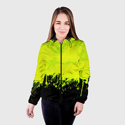 Куртка с капюшоном женская НЕОНОВЫЕ БРЫЗГИ КРАСКИ, цвет: 3D-черный — фото 2