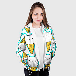 Куртка с капюшоном женская Гигантские коты мороженое, цвет: 3D-белый — фото 2