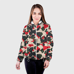 Куртка с капюшоном женская Модный Камуфляж - милитари, цвет: 3D-белый — фото 2