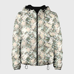 Куртка с капюшоном женская Банкноты 10 рублей, цвет: 3D-черный