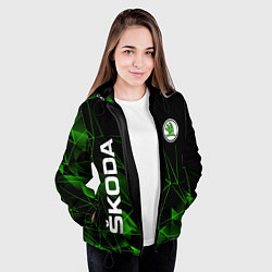 Куртка с капюшоном женская Шкода, Skoda, Геометрия, цвет: 3D-черный — фото 2