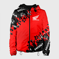 Куртка с капюшоном женская Honda нарисованный огонь, цвет: 3D-черный