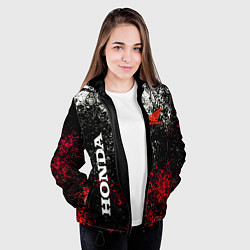 Куртка с капюшоном женская Honda брызги красок, цвет: 3D-черный — фото 2