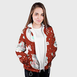 Куртка с капюшоном женская Единорог на облакеспящий единорог, цвет: 3D-белый — фото 2