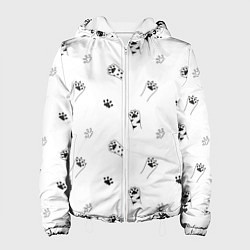 Куртка с капюшоном женская Паттерн - кошачьи лапки 3D, цвет: 3D-белый