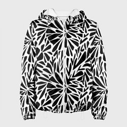 Куртка с капюшоном женская Черно белый абстрактный узор, цвет: 3D-белый