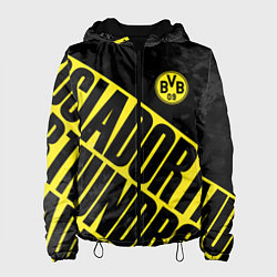 Куртка с капюшоном женская Боруссия Дортмунд, Borussia Dortmund, цвет: 3D-черный