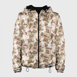 Куртка с капюшоном женская Купюры 100 рублей, цвет: 3D-черный