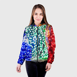 Куртка с капюшоном женская Новогодняя инсталляция - Шары, цвет: 3D-черный — фото 2