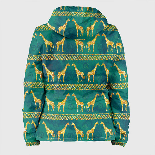 Женская куртка Золотые жирафы паттерн / 3D-Черный – фото 2