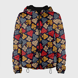 Куртка с капюшоном женская Карточные Масти Cards, цвет: 3D-черный
