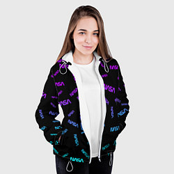 Куртка с капюшоном женская NASA NEON PATTERN, цвет: 3D-белый — фото 2