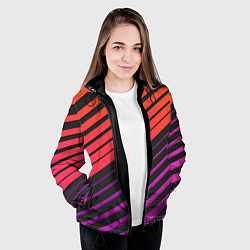 Куртка с капюшоном женская Линии градиентGradient Polygon Lines, цвет: 3D-черный — фото 2