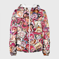 Куртка с капюшоном женская Ахегао с щупальцами в цвете, цвет: 3D-белый