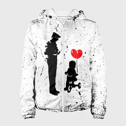 Куртка с капюшоном женская Banksy - ребенок на велосипеде, цвет: 3D-белый