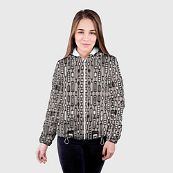Куртка с капюшоном женская Полосатый геометрический узор Круги, квадраты, лин, цвет: 3D-белый — фото 2