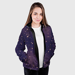Куртка с капюшоном женская Звездное ночное небо Галактика Космос, цвет: 3D-черный — фото 2