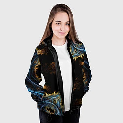 Куртка с капюшоном женская Огненные фракталы 3d, цвет: 3D-черный — фото 2