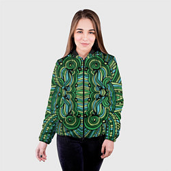 Куртка с капюшоном женская Абстракция Калейдоскоп Зеленый, голубой и черный ц, цвет: 3D-черный — фото 2