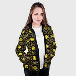 Куртка с капюшоном женская Nirvana смайлики, цвет: 3D-черный — фото 2