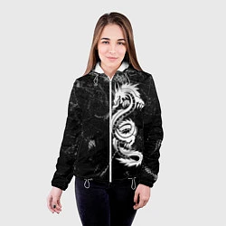 Куртка с капюшоном женская Китайский Дракон Чб Dragon Snake, цвет: 3D-белый — фото 2