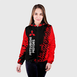 Куртка с капюшоном женская МИТСУБИСИ МОТОР - Следы Вертикально, цвет: 3D-черный — фото 2