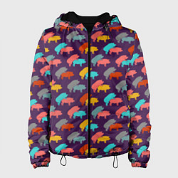 Куртка с капюшоном женская Свиньи 18, цвет: 3D-черный