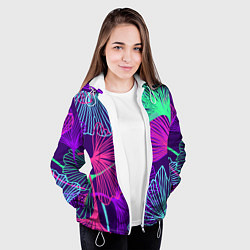 Куртка с капюшоном женская Neon color pattern Fashion 2023, цвет: 3D-белый — фото 2