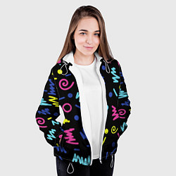 Куртка с капюшоном женская Neon color pattern Fashion 2032, цвет: 3D-белый — фото 2