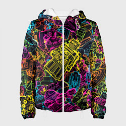 Куртка с капюшоном женская Cyber space pattern Fashion 3022, цвет: 3D-белый