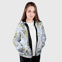 Куртка с капюшоном женская Цветы Золотые Листья, цвет: 3D-черный — фото 2