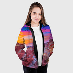 Куртка с капюшоном женская Краски природы Горы Neon Китай, цвет: 3D-черный — фото 2