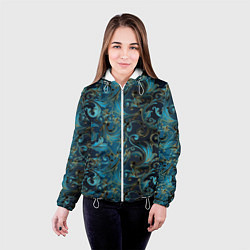 Куртка с капюшоном женская Blue Abstract Узоры, цвет: 3D-белый — фото 2