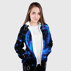 Куртка с капюшоном женская Неоновый космос Neon space, цвет: 3D-белый — фото 2