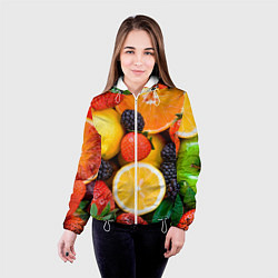 Куртка с капюшоном женская ИЗОБИЛИЕ ФРУКТОВ, цвет: 3D-белый — фото 2