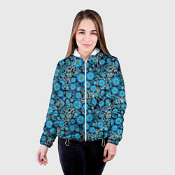 Куртка с капюшоном женская Поле синих цветов, цвет: 3D-белый — фото 2