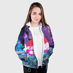 Куртка с капюшоном женская Закат красного солнца Импрессионизм Горы Neon, цвет: 3D-белый — фото 2