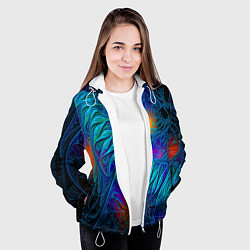 Куртка с капюшоном женская Neon pattern Неоновый паттерн, цвет: 3D-белый — фото 2