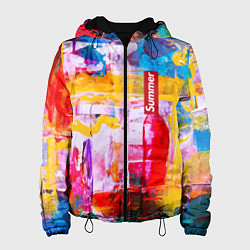 Куртка с капюшоном женская Импрессионизм Лето Абстракция Impressionism Summer, цвет: 3D-черный