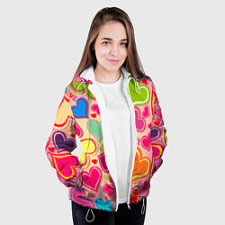 Куртка с капюшоном женская ЛЮБОВНЫЕ СЕРДЕЧКИ LOVE HEARTS, цвет: 3D-белый — фото 2