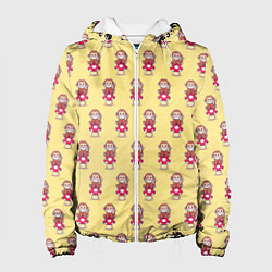 Куртка с капюшоном женская Обезьянка на грибе, цвет: 3D-белый
