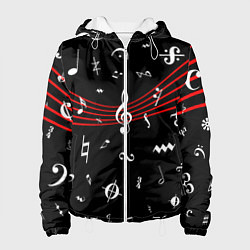 Куртка с капюшоном женская Нотные Знаки с Нотным Станом, цвет: 3D-белый