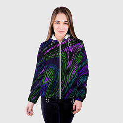 Куртка с капюшоном женская Абстрактный современный тигровый узор, цвет: 3D-белый — фото 2