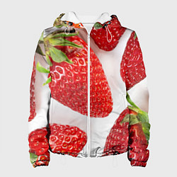 Куртка с капюшоном женская Strawberries, цвет: 3D-белый