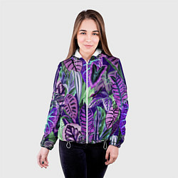Куртка с капюшоном женская Цветы Яркие Тропики, цвет: 3D-белый — фото 2