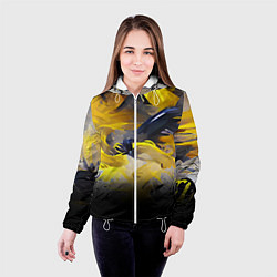 Куртка с капюшоном женская Желтые разводы краски, цвет: 3D-белый — фото 2