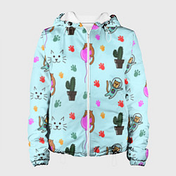 Куртка с капюшоном женская ИГРИВЫЕ КОТЯТА, цвет: 3D-белый