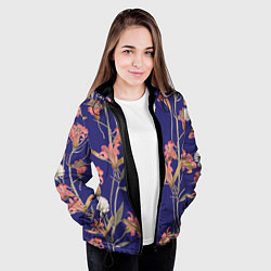 Куртка с капюшоном женская Цветы Оранжевые Лилии, цвет: 3D-черный — фото 2